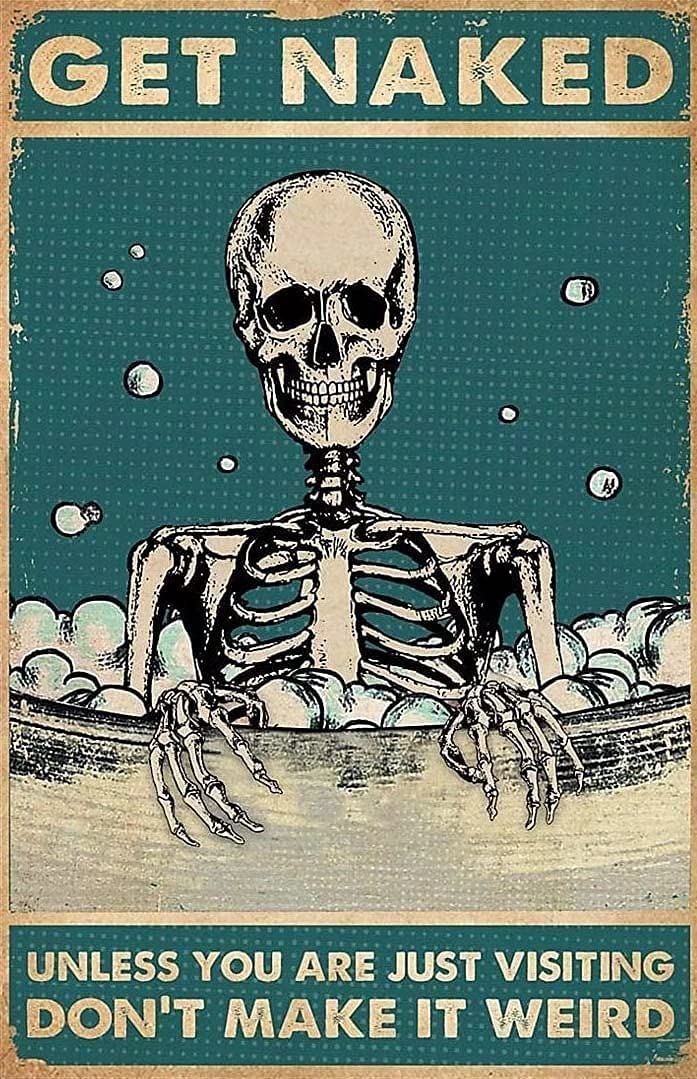 Skeleton Bathroom Tin Signs Metal Signs, Fun Poster For Bar Kitchen Cafe Farmhouse Wall Decor 8x12inch