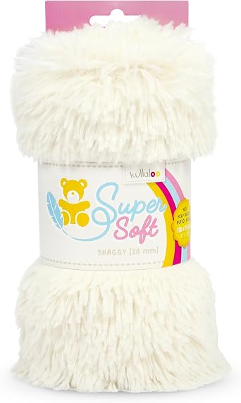 kullaloo Wool White Faux Fur Fabric [3/4 inch Pile, 20 mm] | Shaggy Plush Minky Fabric for Sewing | 39.5x29.5 More Fabric Than Half Yard | Ideal for Plushies, Crafts, Costumes, Upholstery | Ivory