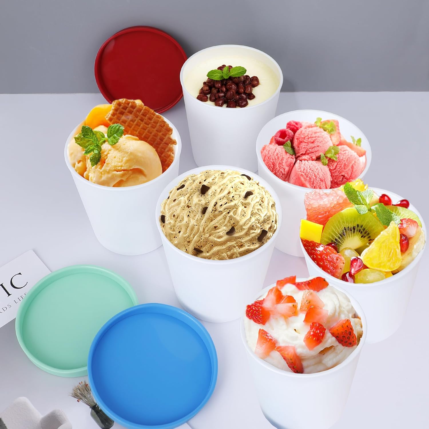 Mini Ice Cream Containers for Homemade Set (6 Pack - 8Oz), Reusable Ice Cream Storage Containers for Freezer, Leak-Free Ice Cream Containers with Silicone Lids - Image 7