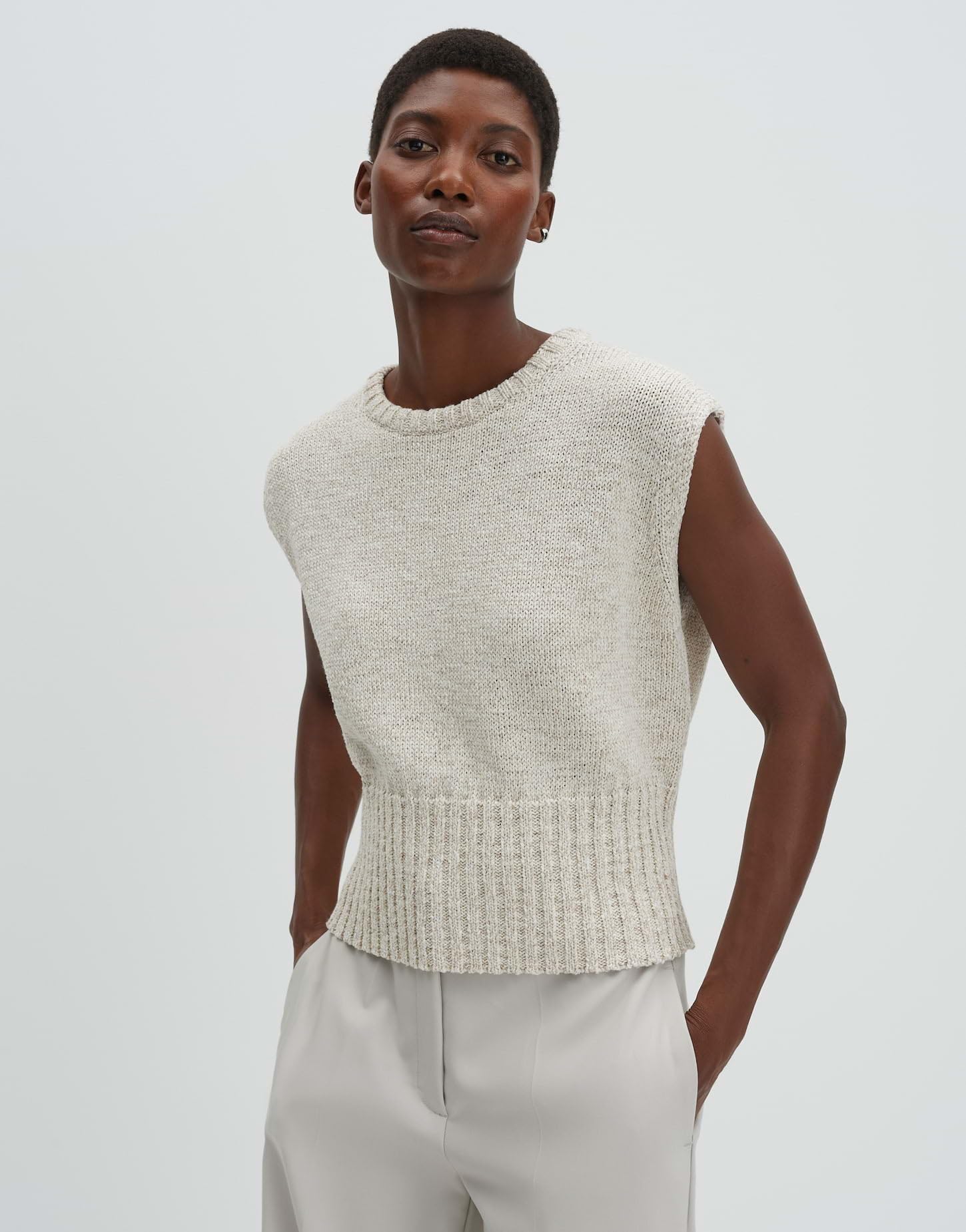 someday Damen Pullunder | Stricktop aus fein melierten Bändchengarn Regular Fit
