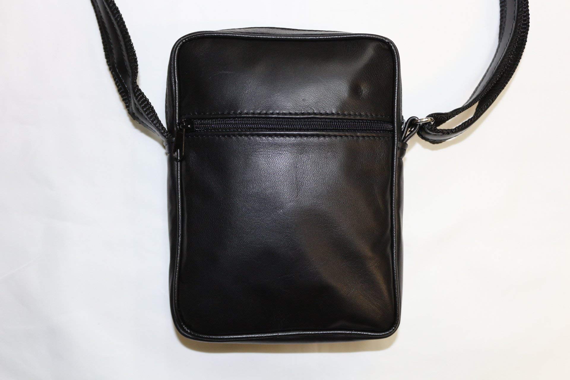 Pochette à Bandoulière en Cuir d'Agneau Véritable pour Homme XS Noire