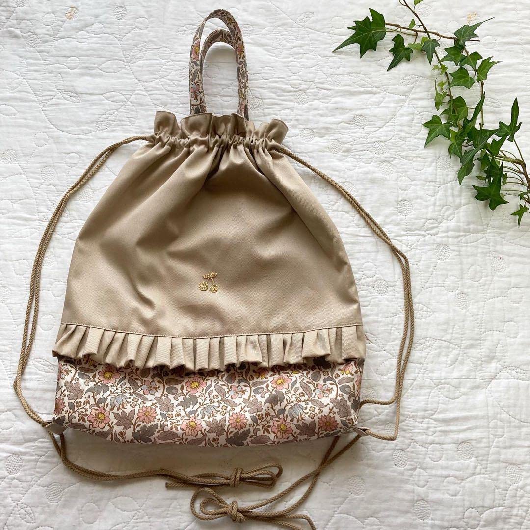 Amazon.co.jp: リバティ巾着 大きめナップサック 体操着袋 縦40×横34