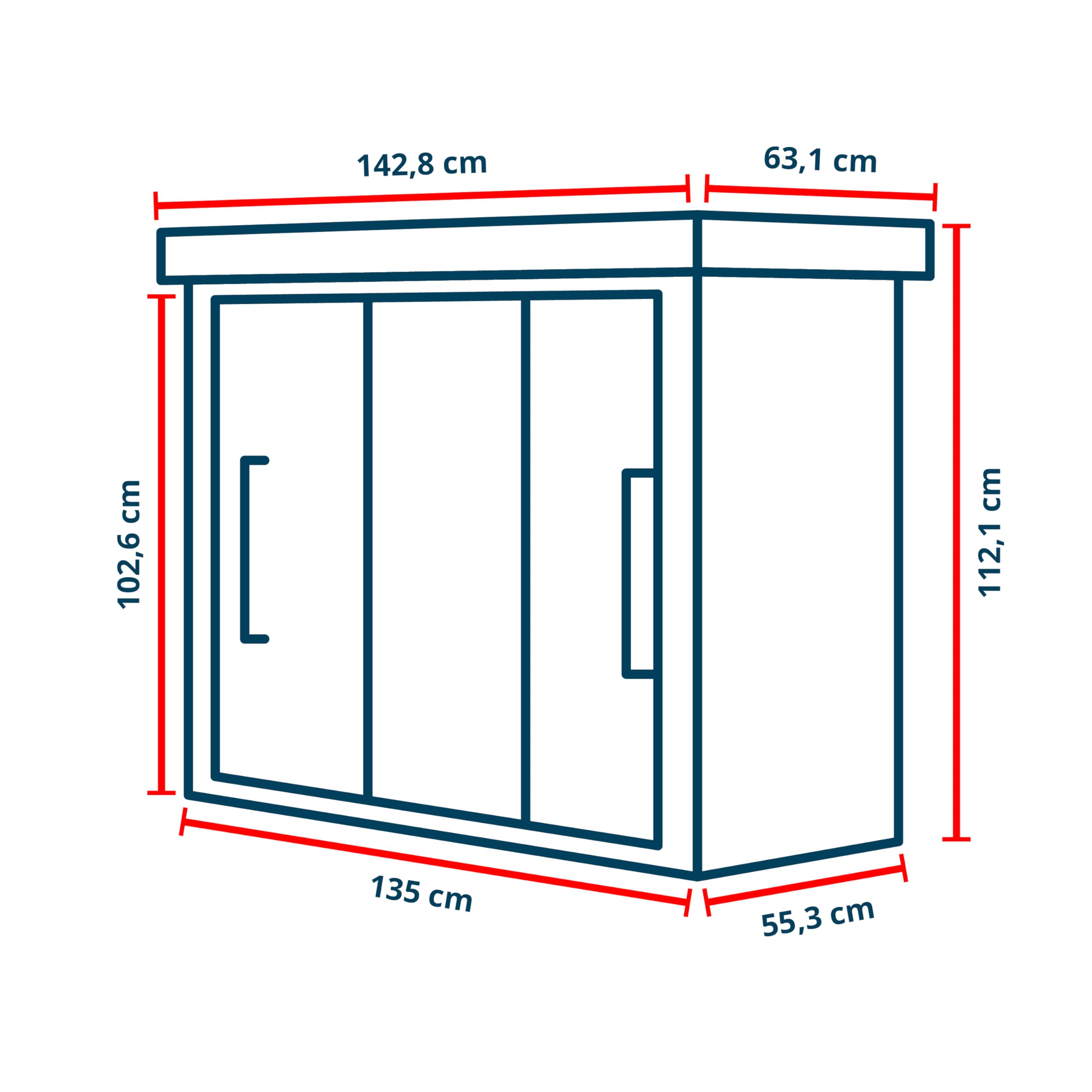 GFP Primeyard Geräteschrank Leon Metall 135x55x112 cm Gartenschrank Schiebetür anthrazit inkl. Fußboden