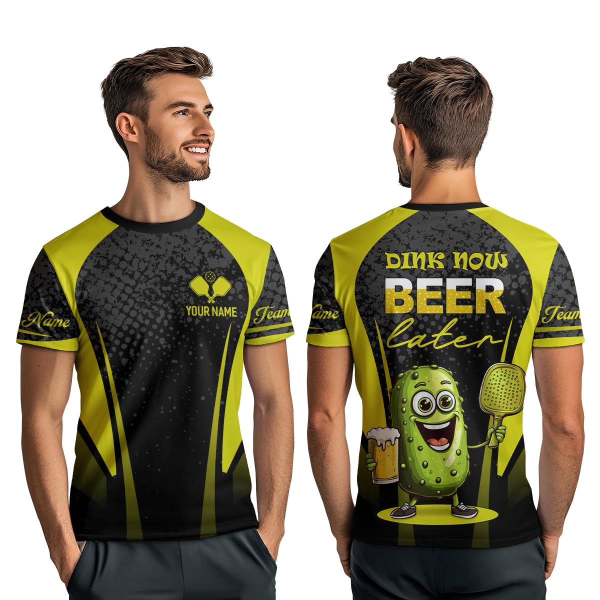 PIONAMZIOZ Funny Dink Now Beer Later Shirt Personalized 3D Pickleball Shirts Pickleball Jersey Pickle Ball Team Shirt (US, Alpha, Small, 5X-Large, Regular, Regular, Men Shirt)
