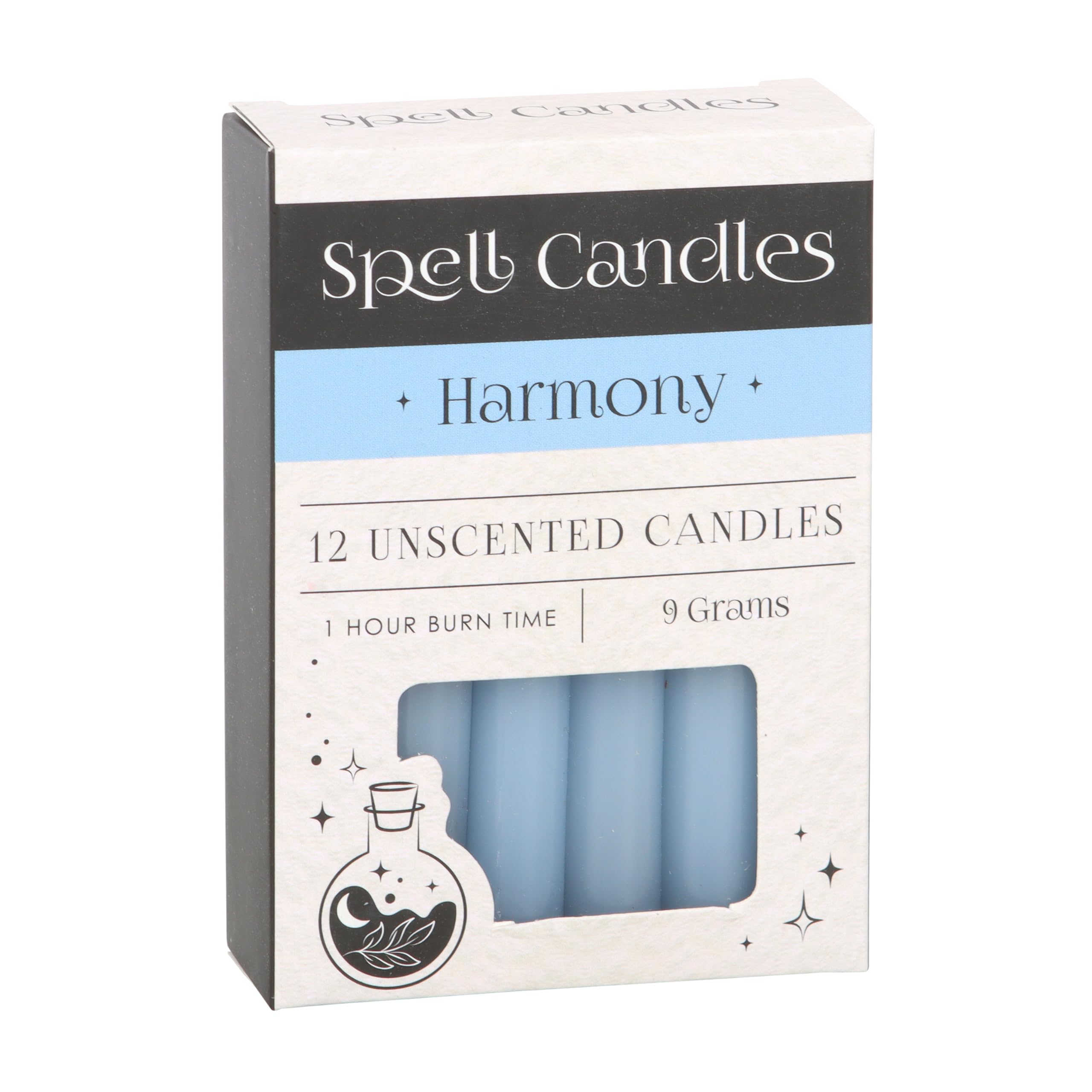 Set 12 Harmony Unscented Pale Blue Witch Spell Candles