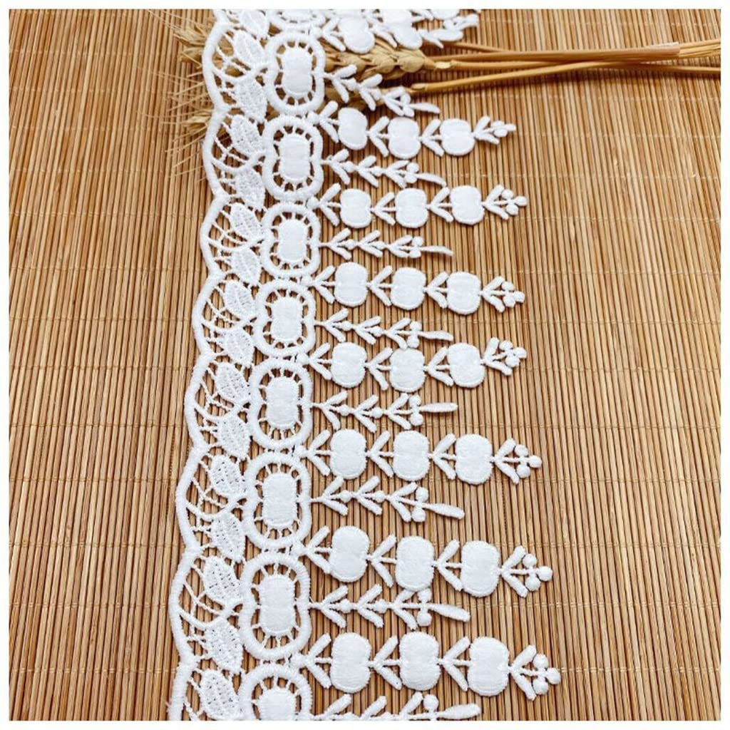 Générique DIY Polyester Couture Vêtement Rideau Ameublement Jupe Accessoires Broderie Lait Soie Glands Dentelle (Couleur : Noir, Taille : 8.8cm) (Blanc 8.8cm)
