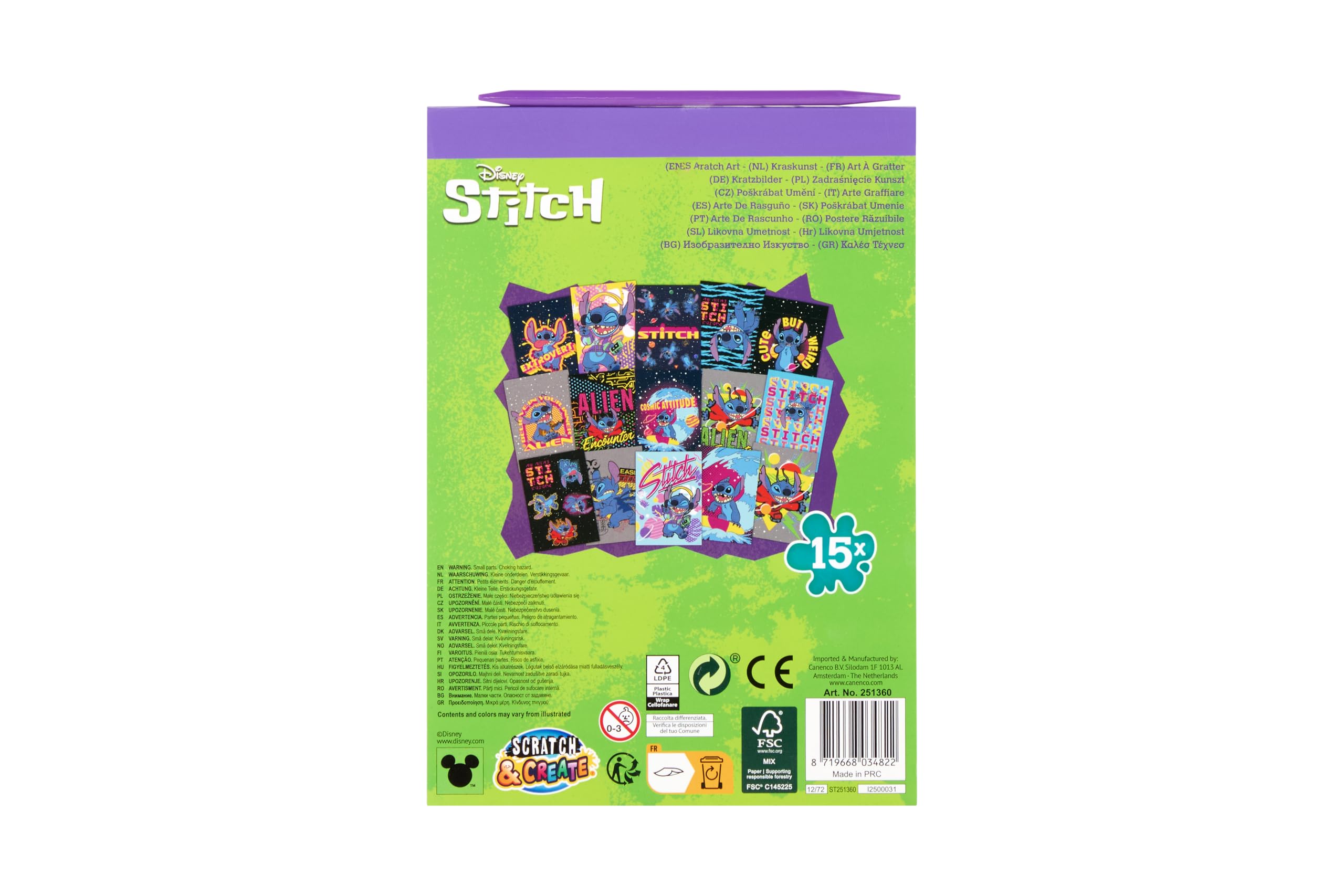 Disney Stitch Scratch Pictures Book A5 for Children Scratch Art Craft Book with 15 Motifs in A5 Format Includes Wooden Scratch Pen Rainbow Colour Effect Creative Set from 3 Years - Image 4