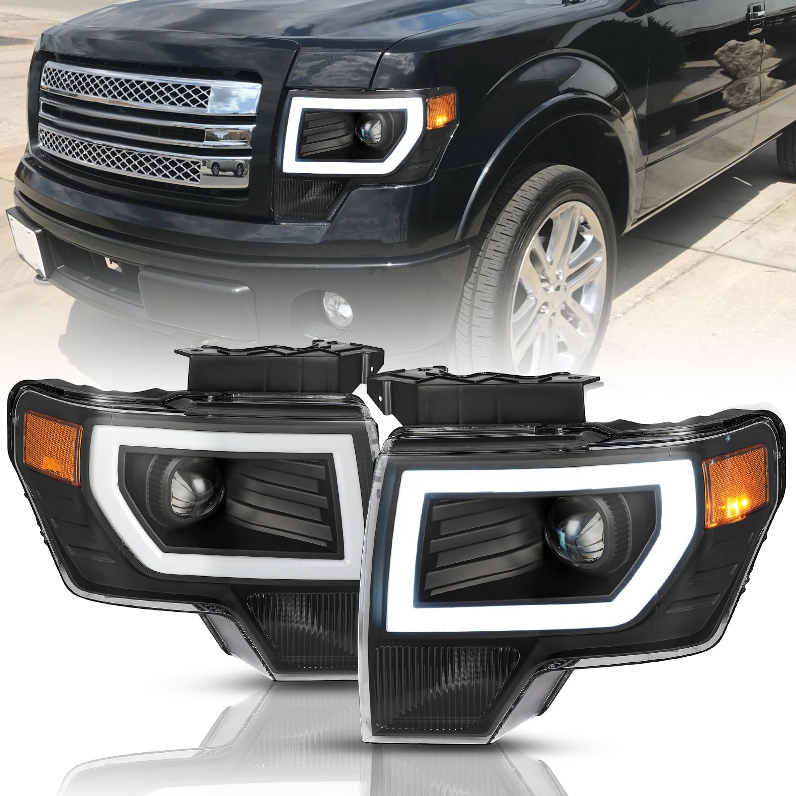 TUSDAR Headlights Assembly for 2009-2014 Ford F150
