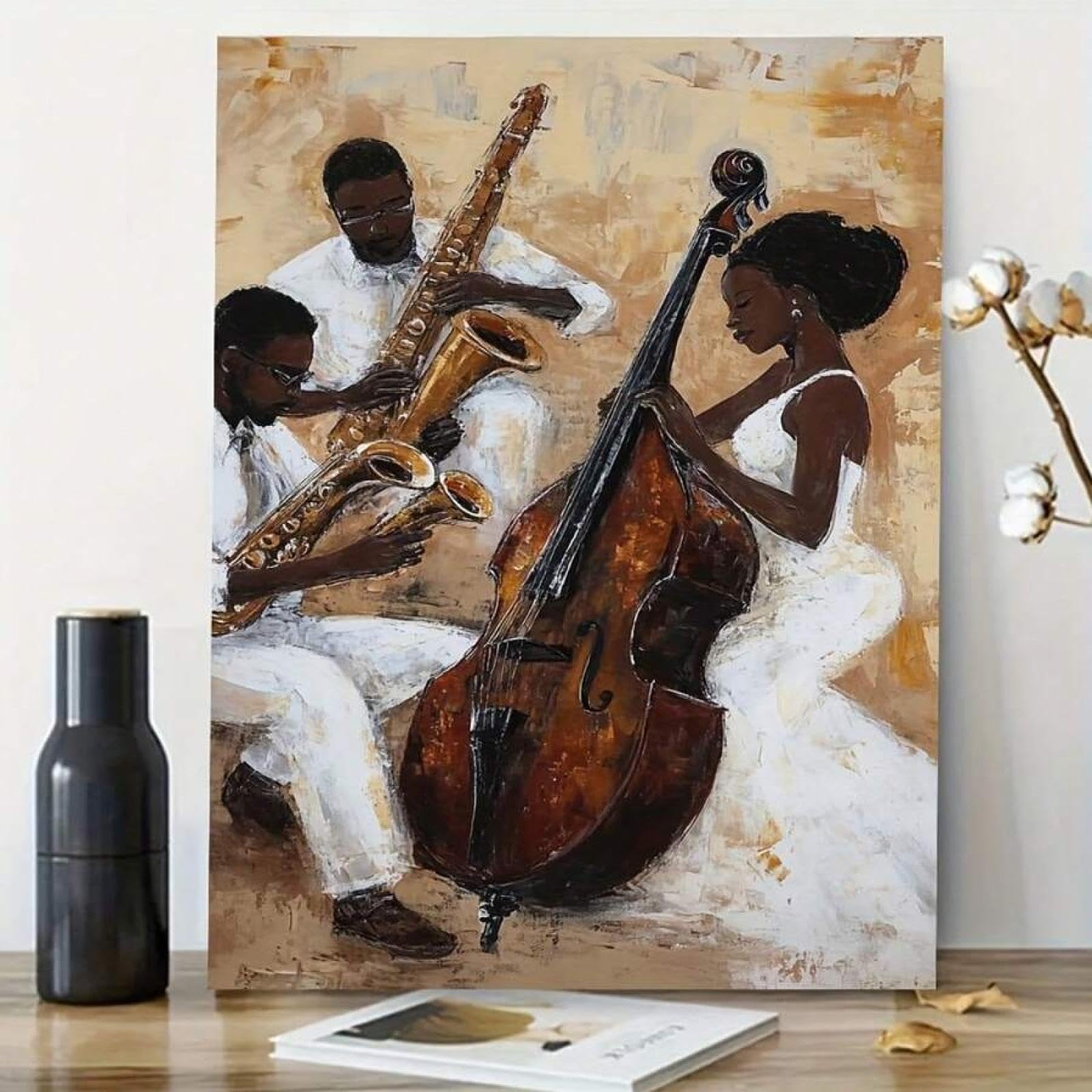 lianyibo 1 sztuka abstrakcyjna muzyka jazzowa plakat na płótnie wydruki artystyczne do salonu sypialni jadalni biura wystrój 60 x 90 cm bez ramki