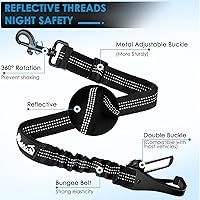 Vista 4 de Lukovee Correa de cinturón de seguridad para perros para automóviles, paquete de 2 cinturones de seguridad para mascotas con hebilla ajustable