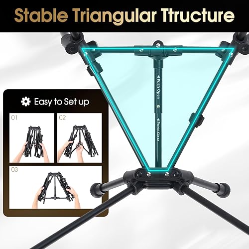 Miniatura 3 de MOON LENCE Silla de camping plegable de respaldo alto, silla compacta portátil de 330 libras con asiento ancho y respaldo ergonómico (caqui)