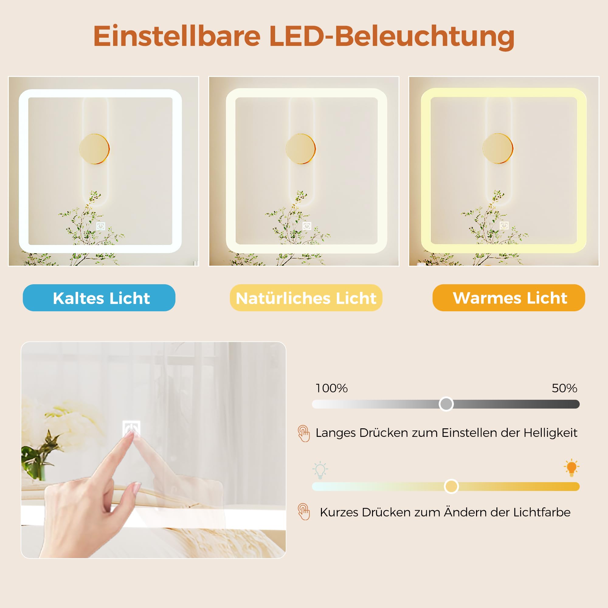 ANWBROAD Große Schminktisch mit LED-Beleuchtung und Steckdosen, Spiegel, Glasplatte und Hocker, Verstecktem Stauraum, Schminktisch mit 9 Schubladen, 7 offenen Ablagen und 5 Schmuckhak Weiß BDT21W