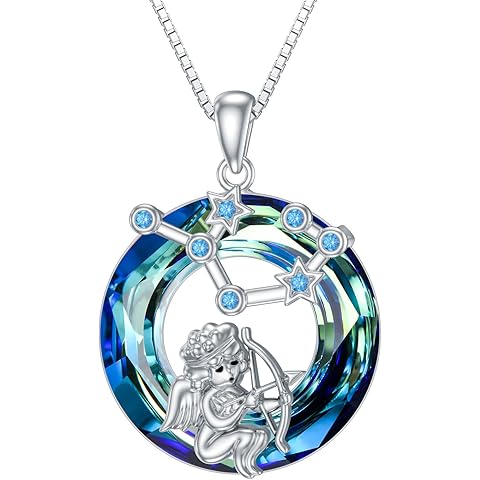 Zodiac Necklace for Women Sterling Silver Astrology Heart Necklace 12 Constellations Horoscope Pendant Zodiac Jewelry Gifts