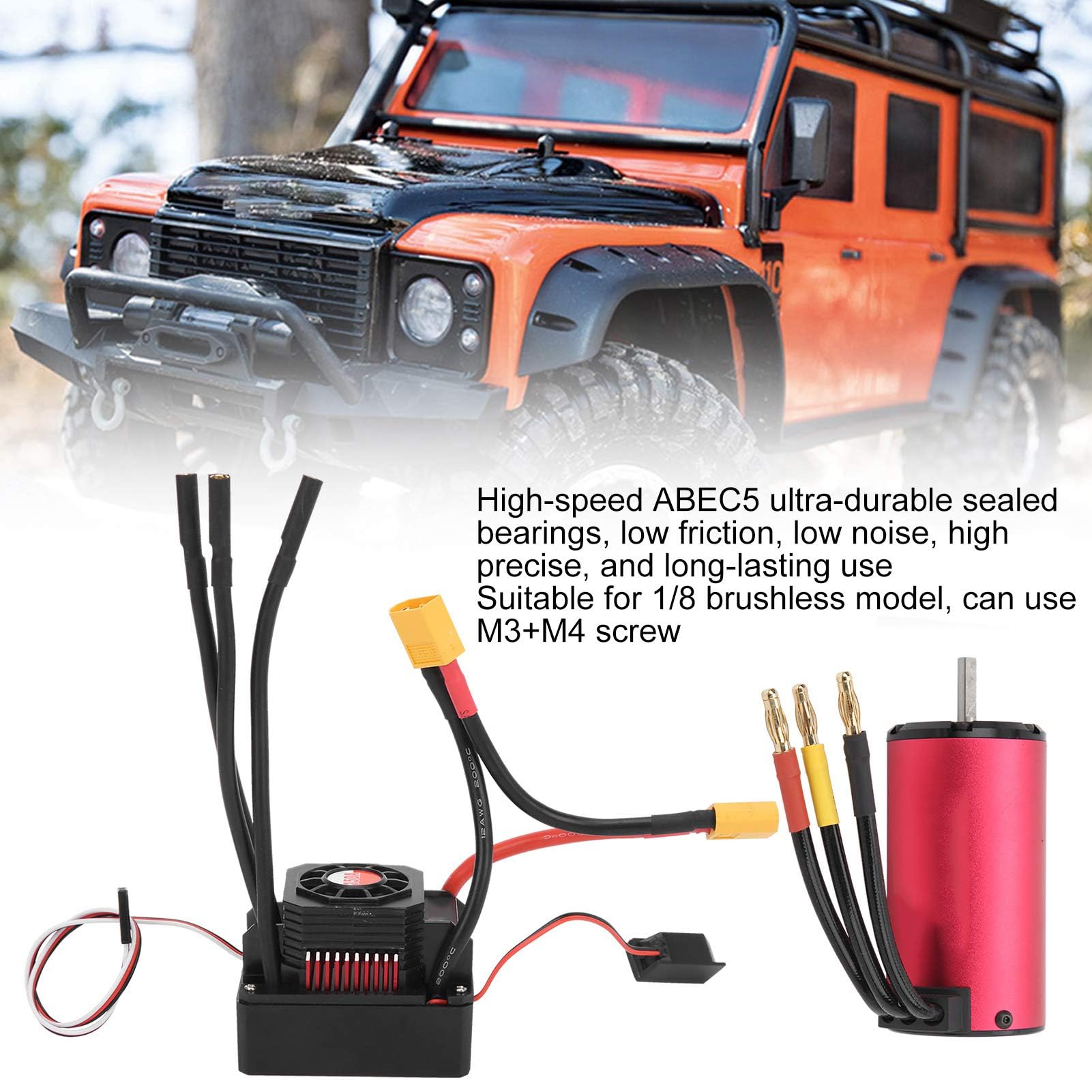 RiToEasysports 2000KV + 150A RC Car Motor sin escobillas con ESC XT60 Connector RC Car Upgrade Accesorio para 1/8 RC Car