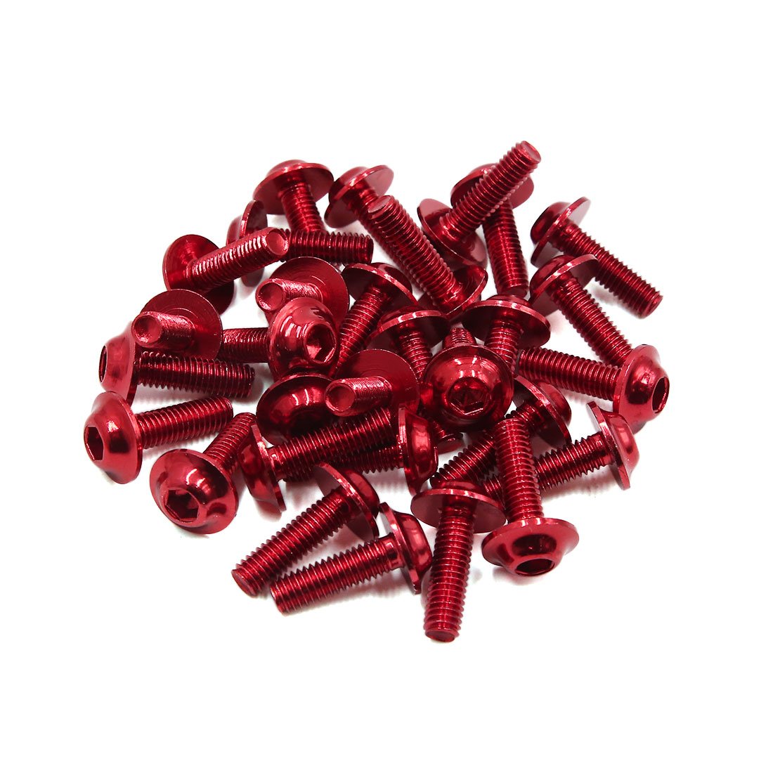 sourcingmap 30pcs Universal Red M6 X 20mm Motorcycle Metal Fairing Bolts Screws, 14 x 10 x 3 cm