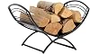 ShelterLogic 90392 Classic All-Steel Fireplace Log Holder for Firewood Logs and Kindling Decorative Metal Firewood Log Rack and Organizer Black