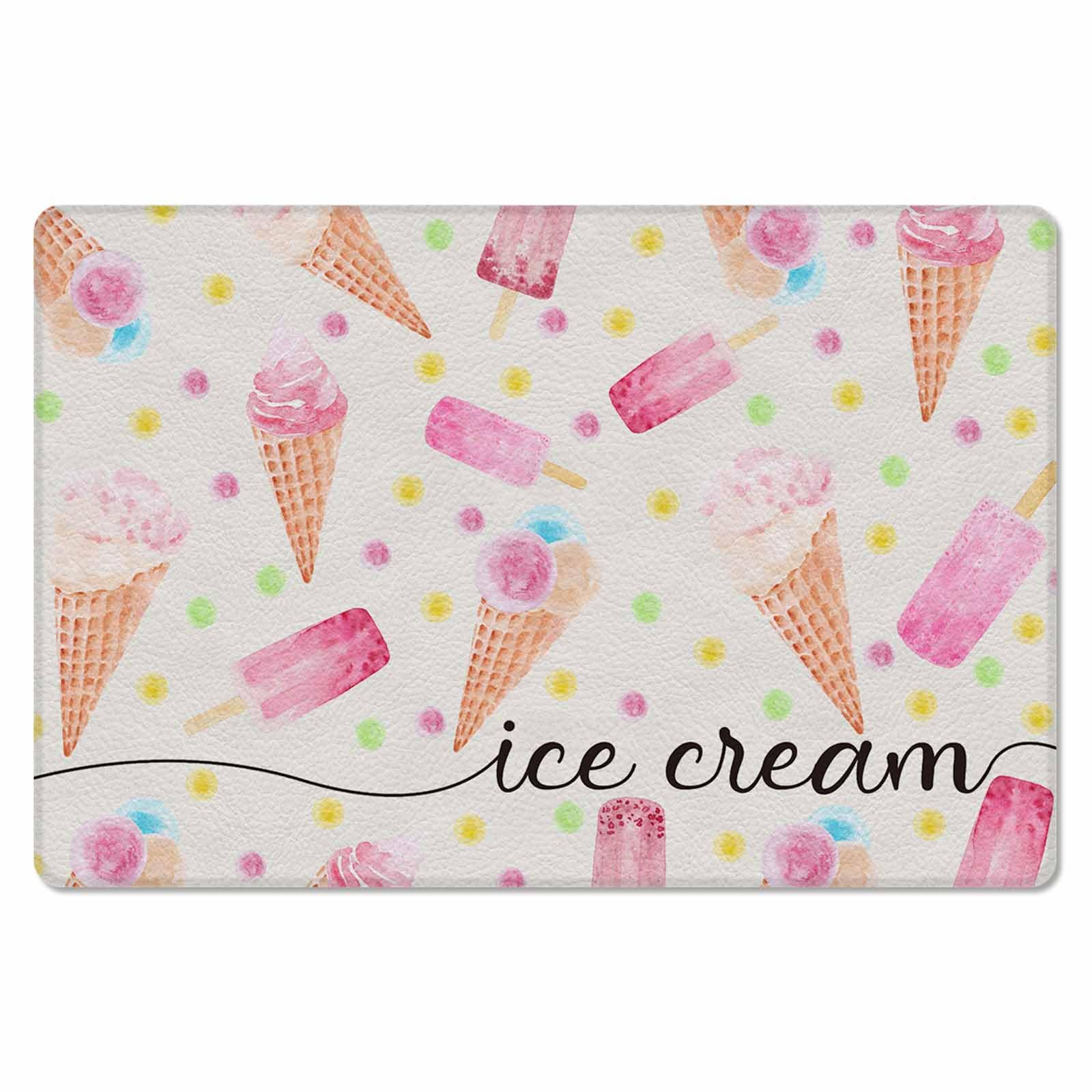 Summer Ice Cream Antifatigue Kitchen Bath Door Mat Cushioned Runner Rug,Washable Welcome Floor Sink Mat,Waterproof & Non-Slip Comfort Standing Doormat for Kitchen,Watercolor Pink Gradual Dots 18