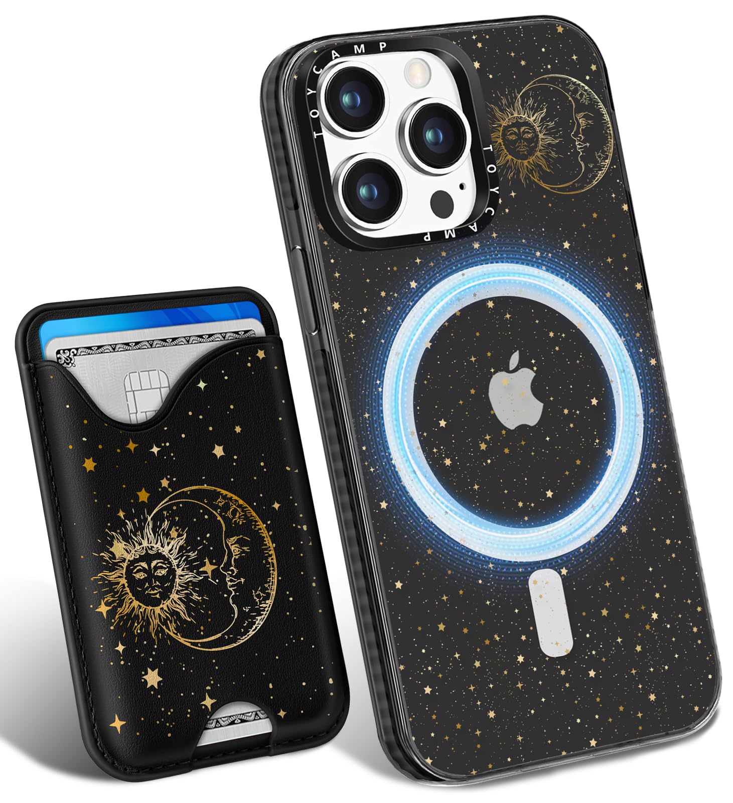 Toycamp for iPhone 13 Pro Max Case - Compatible with Magsafe Credit Card Holder Wallet Magnetic Cute Women Teen Girls Kawaii Girly Unique Sun Moon