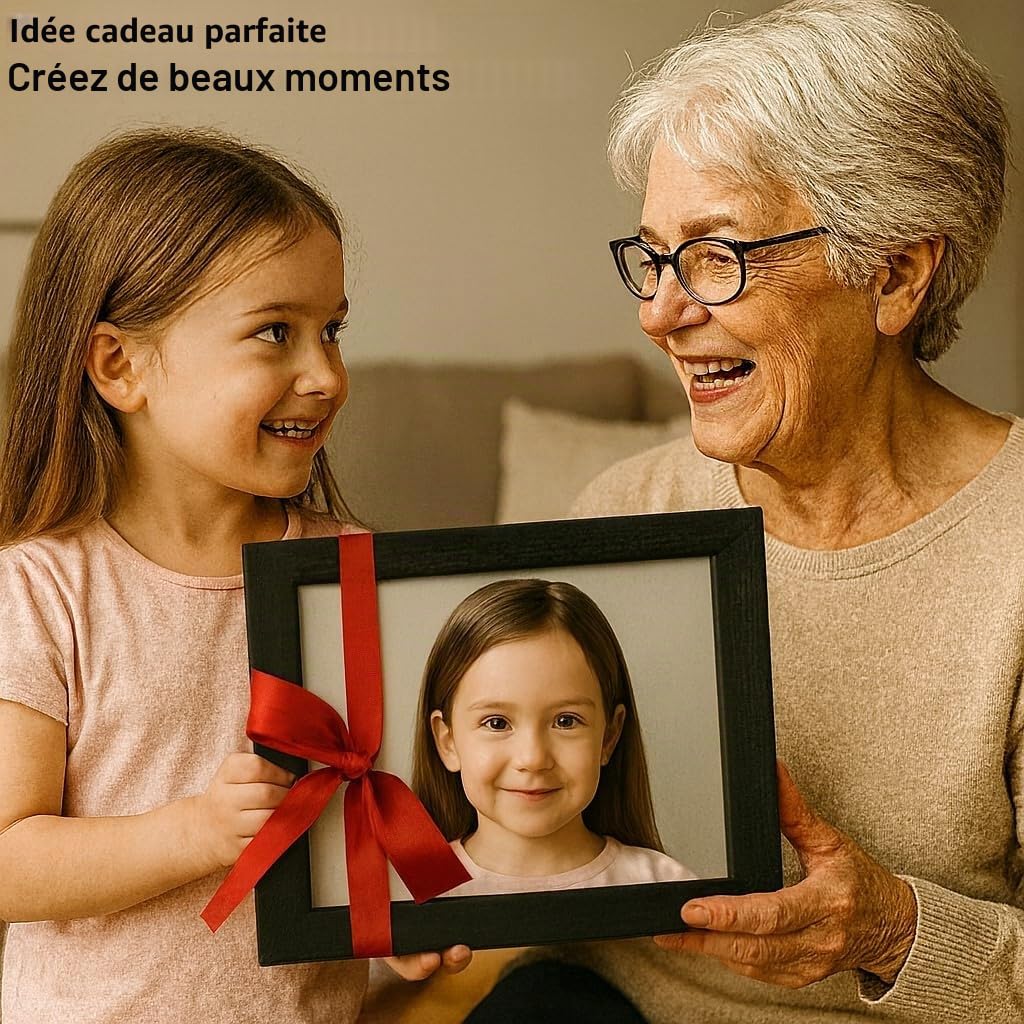 Cadre photo de qualité supérieure - 40 mm - En MDF - Noir mat - 80 x 110 cm - Avec verre synthétique antireflet - Format portrait et paysage - Montage mural ou sur table - Design moderne pour photos