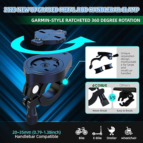 Miniatura 3 de Soporte de montaje de luz de bicicleta, rotación de trinquete de 360, compatible con faros de bicicleta de Garmin, soporte de montaje de luz de