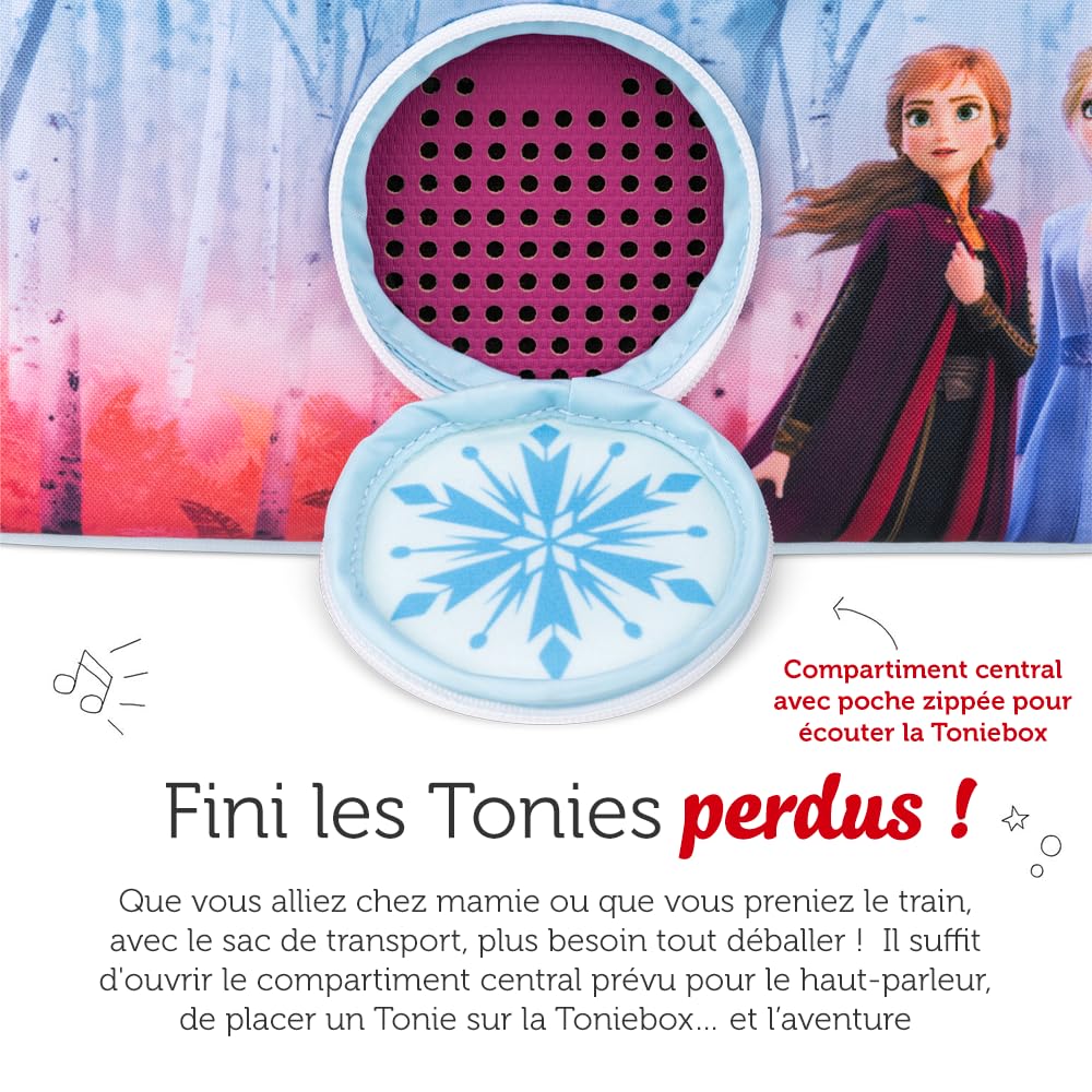 tonies Sac Bandoulière - La Reine des Neiges Sac de Transport pour Ranger la Toniebox, Le Casque Audio Chuchote, la Station de Recharge, et Jusqu’à 8 Figurines