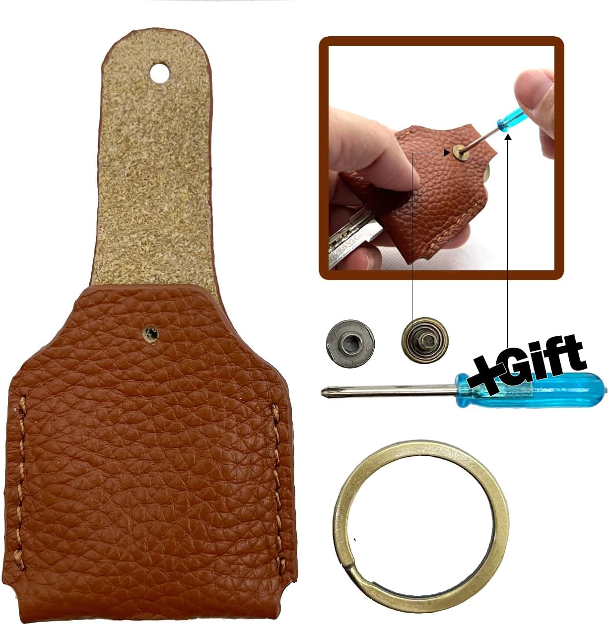 Genuine Leather Key Ring,Key Holder,Key Sleeve for Men,Women,Stylish Key Cover for Broken Key,Key Protector