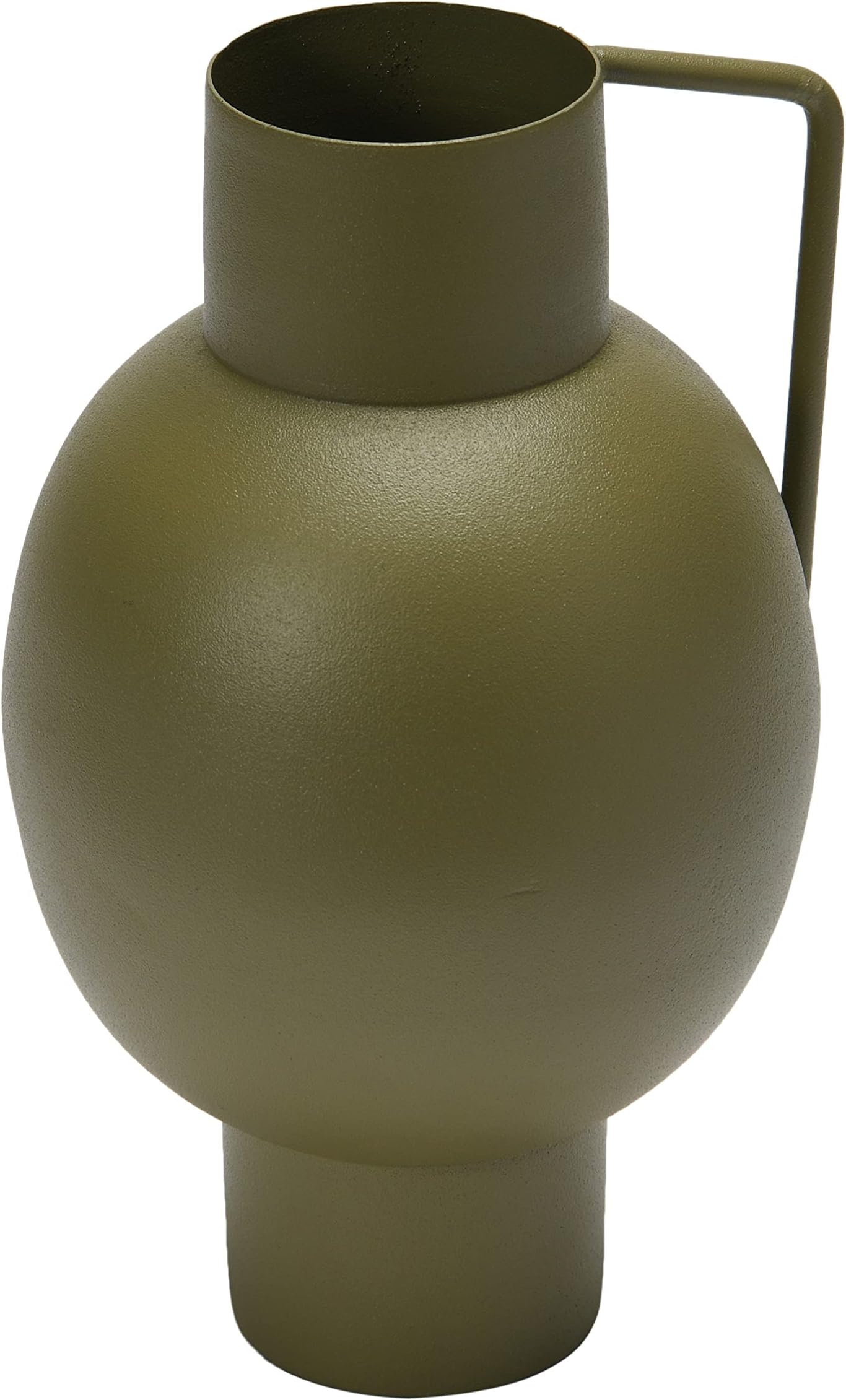 Bloomingville Textured Metal Vase with Handle, Celadon
