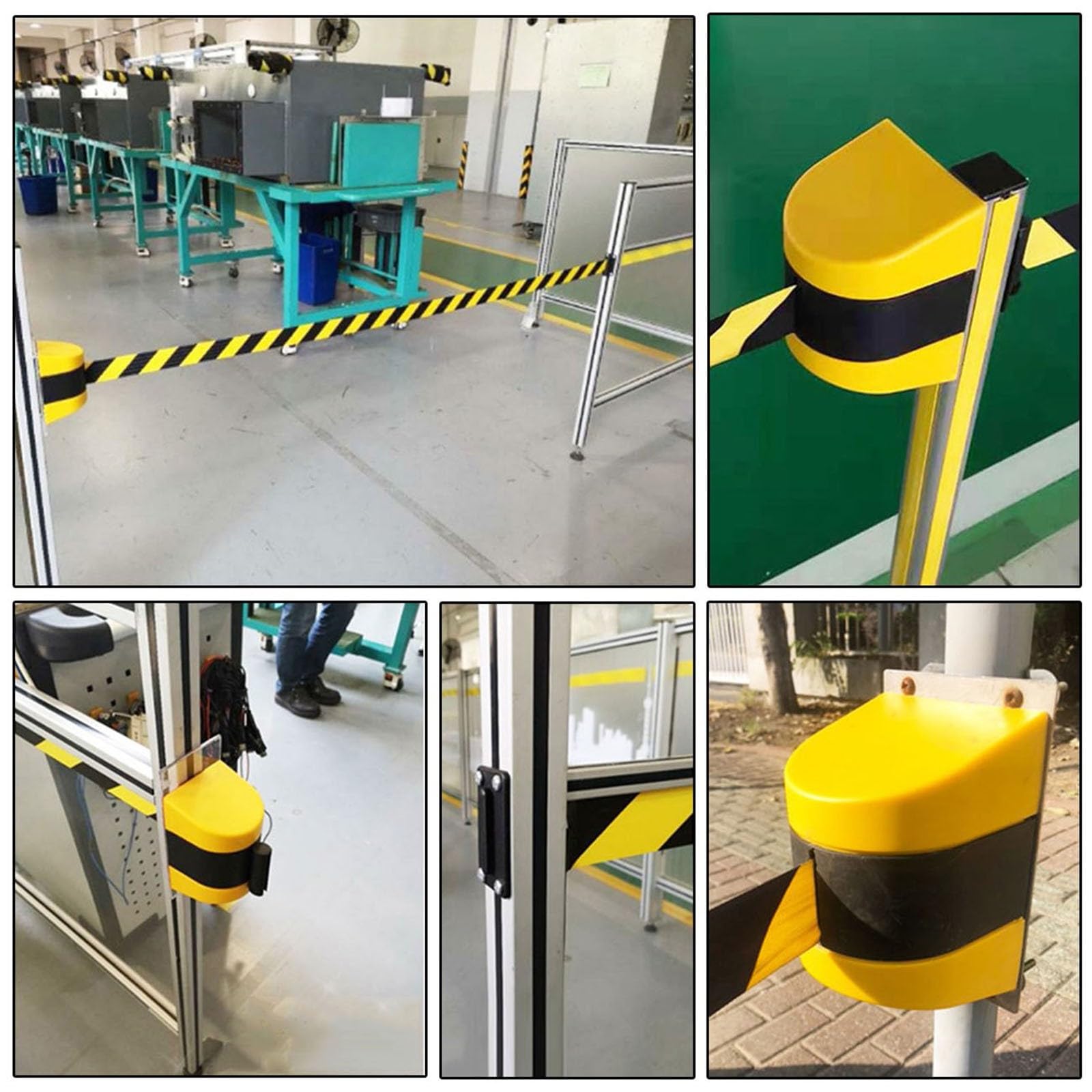 CAIFEXUE Retractable Belt Barrier, with Mounting Accessories,2/3/5/10M Wall Mount Safety Cordon Barrier,Queuing Safety Tape Cordon, Airports, Banks, School/B/5M/16.4Ft