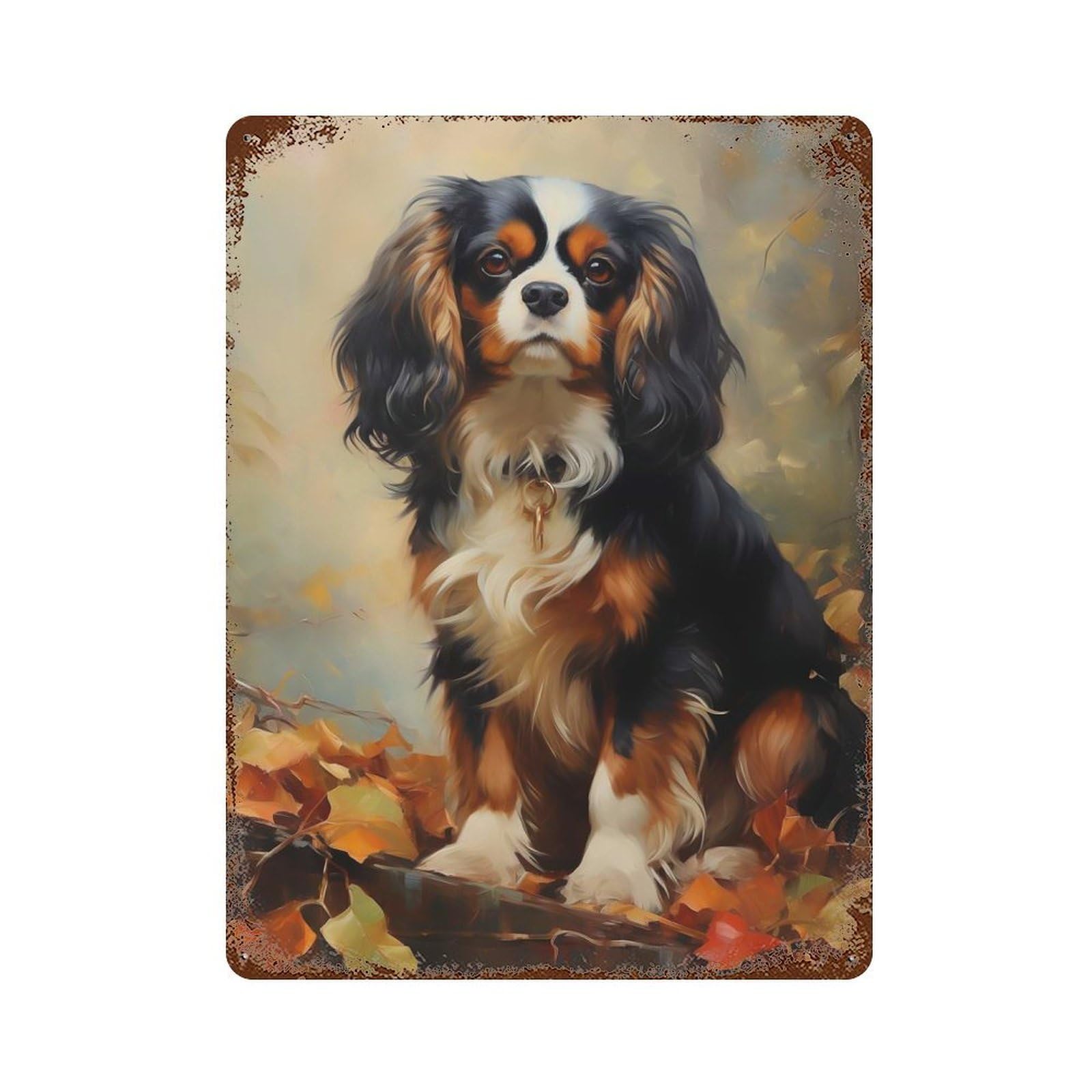 Cavalier King Charles Span 15.7"x11.8" Vintage Metal Tin Sign, Novelty Wall Decor for Basement, Hobby Room And Garage Decor