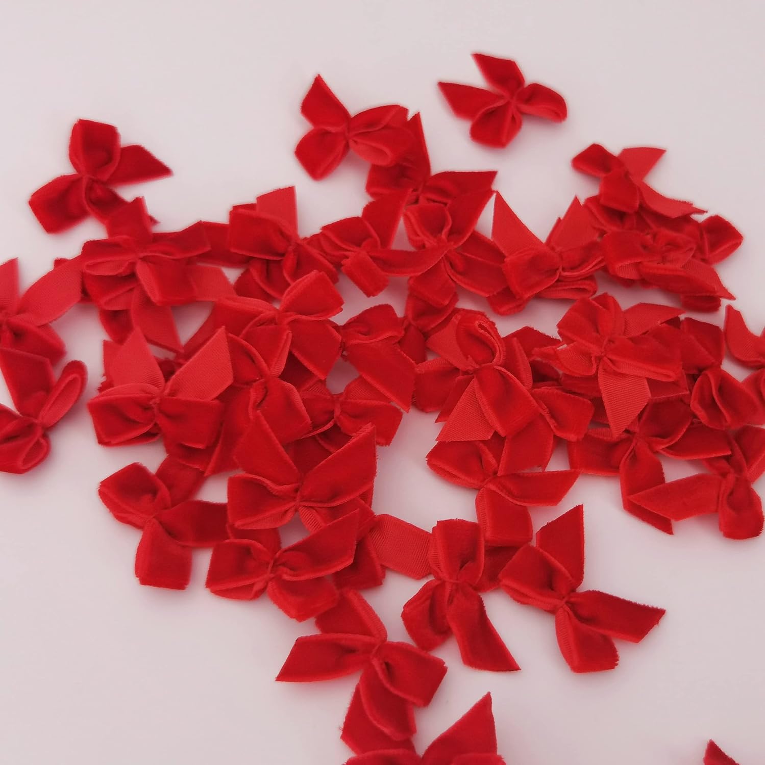 50pcs 1.2-Inch Red Velvet Mini Ribbon Bows for Crafts, Wedding, Gift, Sewing, Scrapbooking, Hair Bows, Belts - Classic Style, Christmas, Holiday Occasion - Red Hearts - Image 7