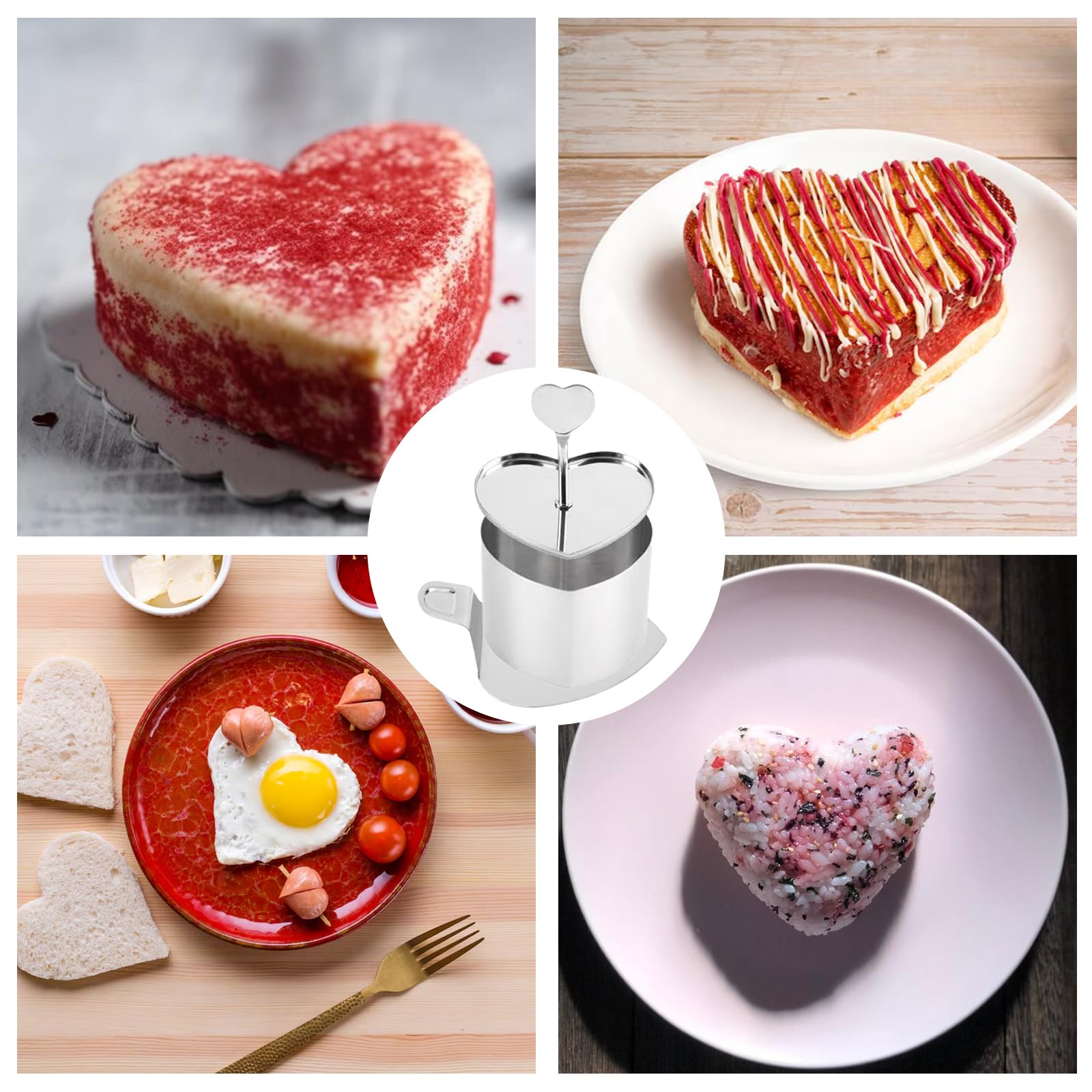 Joyeee Cercle a Patisserie, Lot de 6 Moule à Gâteau en Acier Inoxydable de 7,6 cm (3 Pouces) avec Poussoir et Lève-gâteau, Ustensiles de Pâtisserie pour Crêpes, Pâtisseries et Desserts