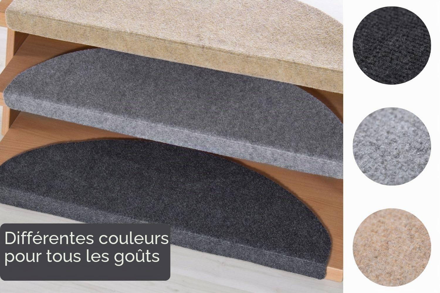 andiamo 290337 Lot de 15 Tapis d'escalier Autocollants et faciles d'entretien Anthracite