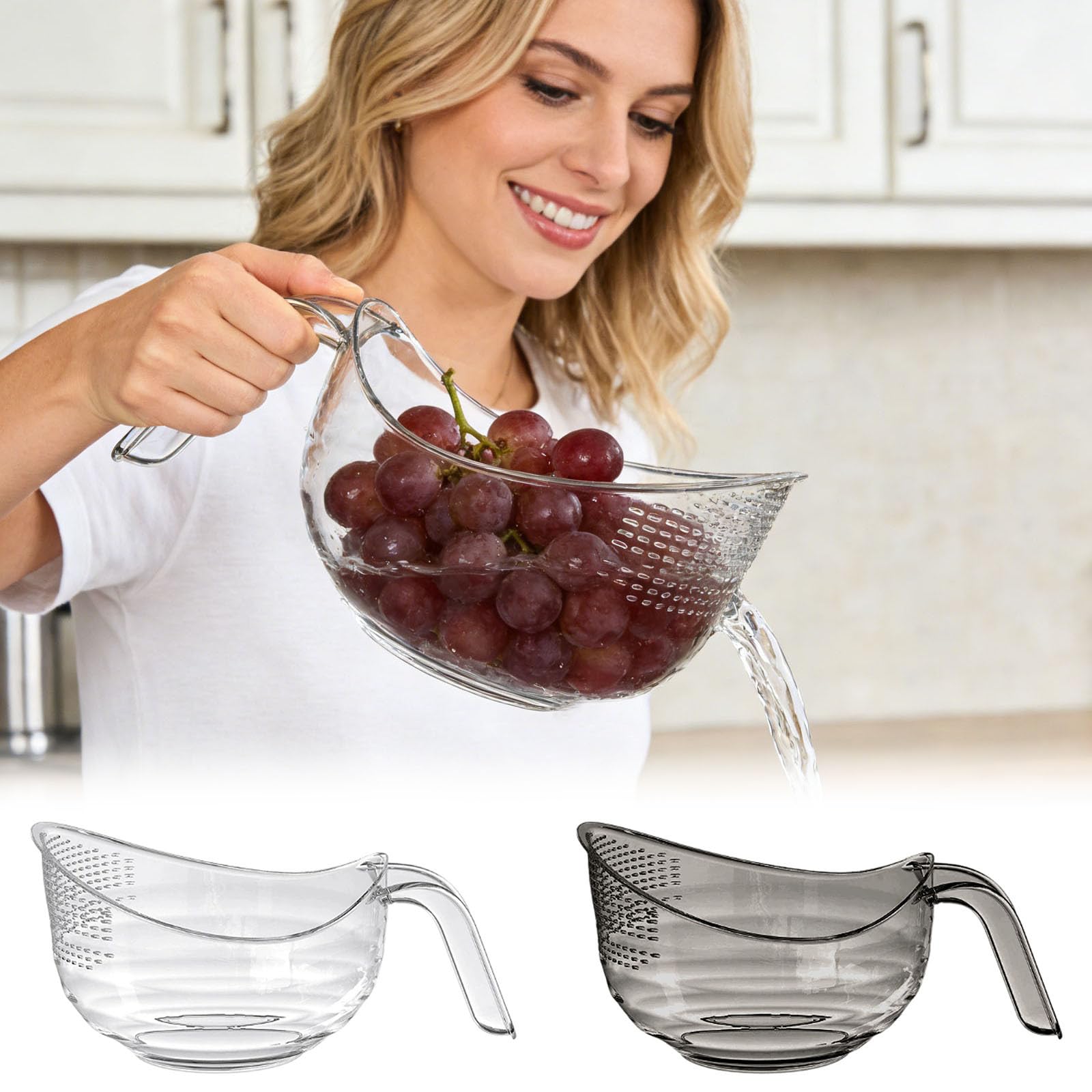 Colador y lavadora de arroz 2 en 1, colador multifuncional grande para lavar frutas y frijoles, cesta de drenaje para cocinar y preparar alimentos, diseño fácil de limpiar