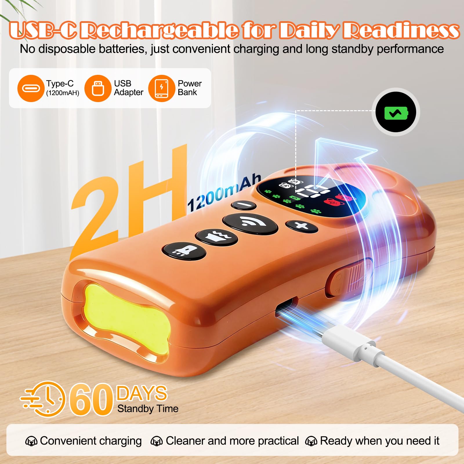 Podazz Torcia deterrente per la corteccia del cane regolabile a 10 livelli – Dispositivo di addestramento per animali domestici ricaricabile tramite USB, dispositivo ad ultrasuoni anti-abbaio con luce