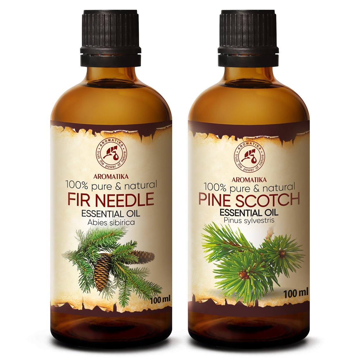Fichtennadelöl – Abies Sibirica – Kiefernnadelöl Ätherisch – Pinus Sylvestris 2 x 100 ml – Natürlichen & Reinen Öl – Beruhigend – Raumduft – Duftlampe - Tannenöl für Sauna – Aromatherapie