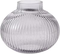 Vista 35 de Jarrones de vidrio acanalado, juego de 2 jarrones estriados para flores, florero de vidrio ámbar para tulipanes, jarrón moderno para sala de estar