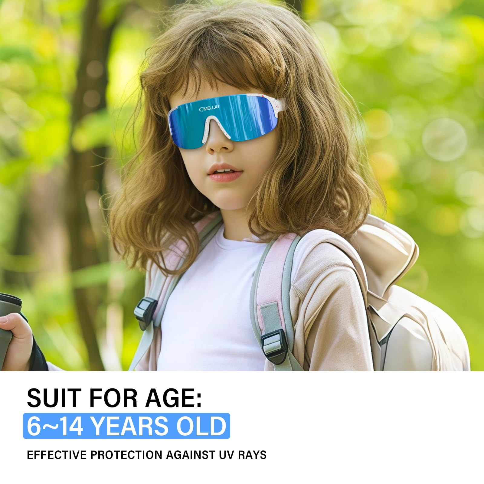 Kinder-Sonnenbrille, Jugend-Baseballbrille für Jungen und Mädchen, Alter 6–14, Sport-UV-Schutzbrille