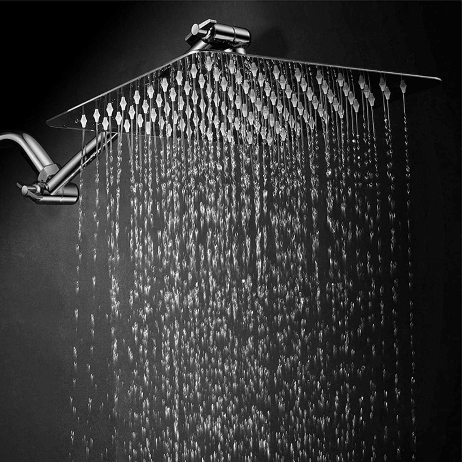 Soffione Doccia Quadrato 30 Cm Oro Spazzolato, Acciaio Inox 304, Effetto Pioggia Ad Alta Pressione