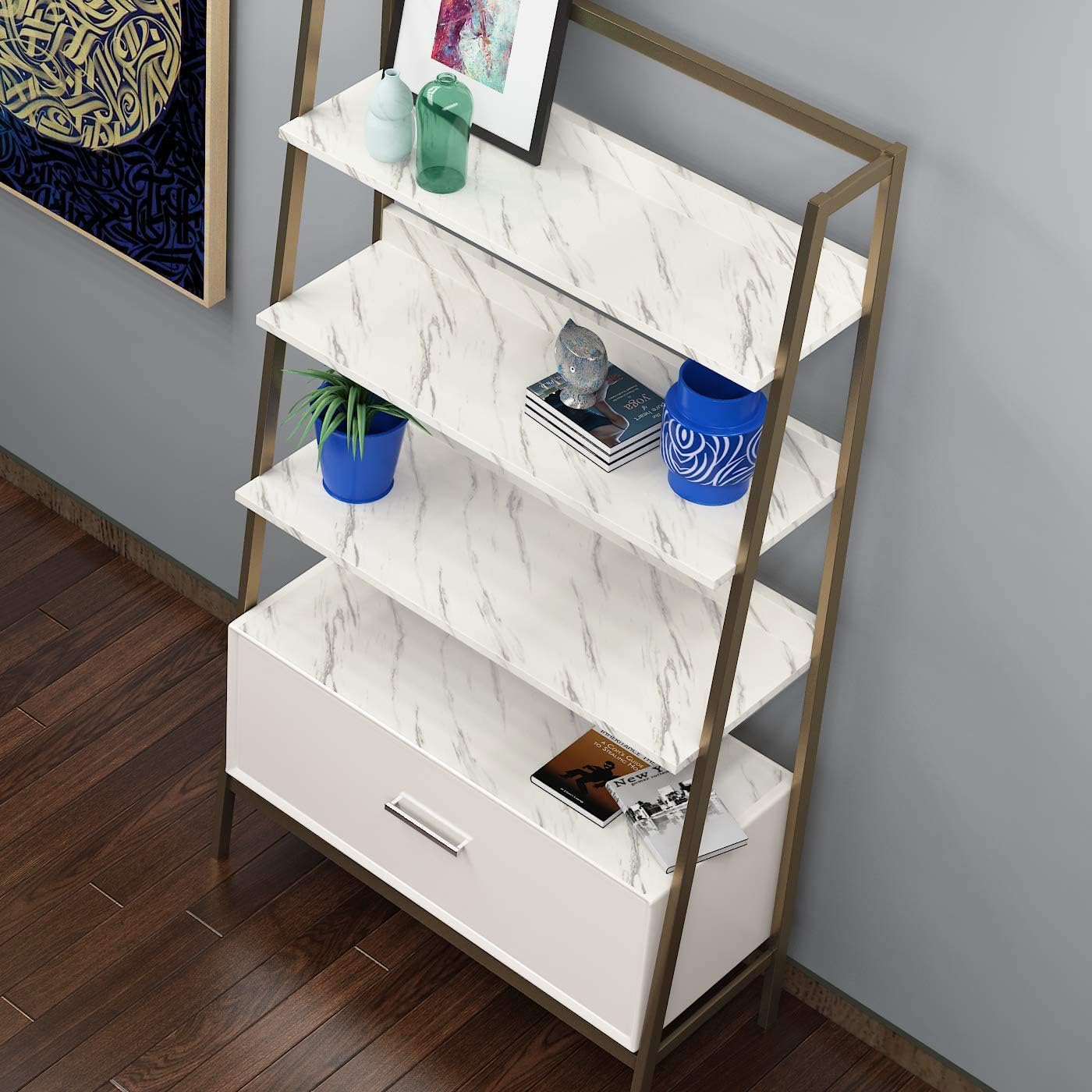 FunStick 90CM×5M Papel de Mármol Adhesivo Pared Blanco Vinilo Adhesivo Muebles Mármol Gris Vinilos para Encimeras Papel Pintado Marmol Blanco y Gris Revestimiento Pared Salon Comedor Vinilo Marmol