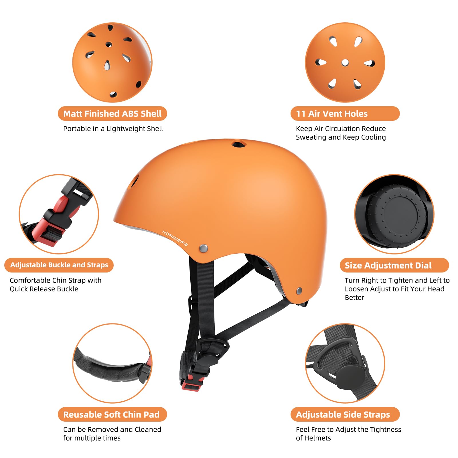 KORIMEFA Casco Bici Protezioni Set per Bambini Ginocchiere Gomitiere e Protezione Polso per Bambini da 3-13 Anni, Casco per Hoverboard, Pattini in Linea, BMX e Bicicletta