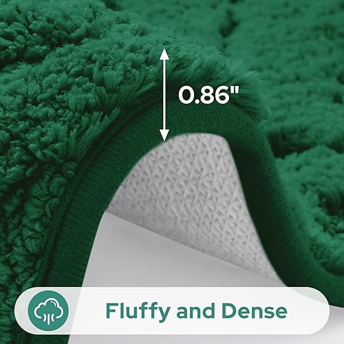 Miniatura 2 de HOMEIDEAS Juego de 2 alfombras de baño, extra suaves, peludas, absorbentes, antideslizantes, lavables a máquina, tapetes de baño para baño, bañera y