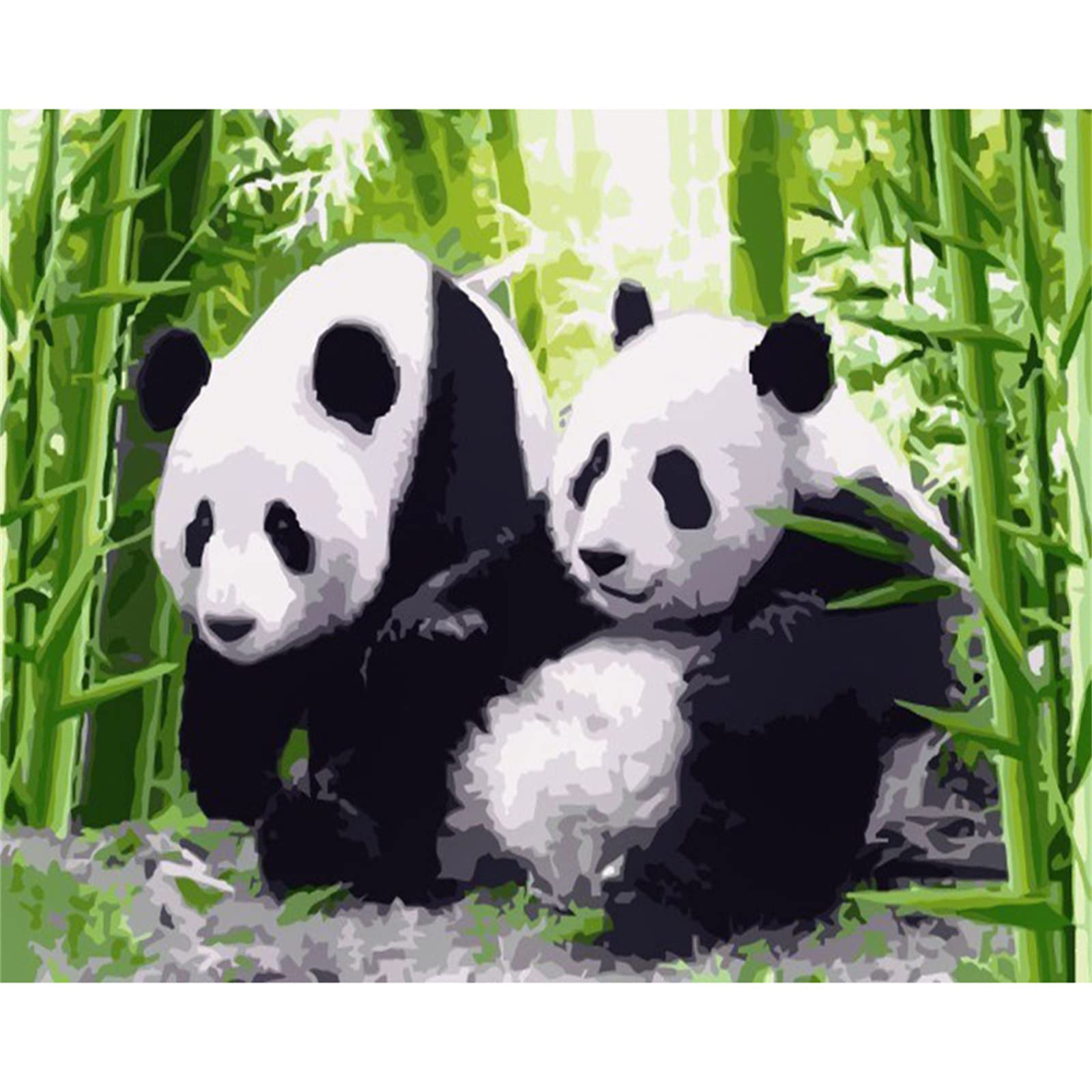 Maluj po numerach, urocza panda, bambus, zestawy do malowania według numerów, dla dorosłych i dzieci, obraz olejny na płótnie po numerach, z pędzlami i pigmentem akrylowym, sztuka rękodzieło, do dekoracji ścian domu, 50 x 66 cm, bez ramy