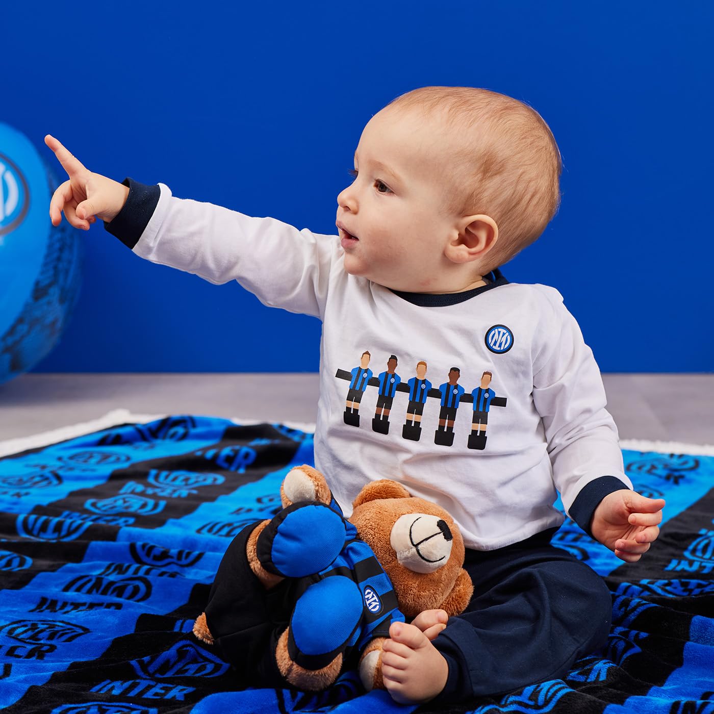Inter Set Neonato Maglietta a maniche lunge e pantaloni lunghi, Unisex 0-24 mesi, 100% cotone