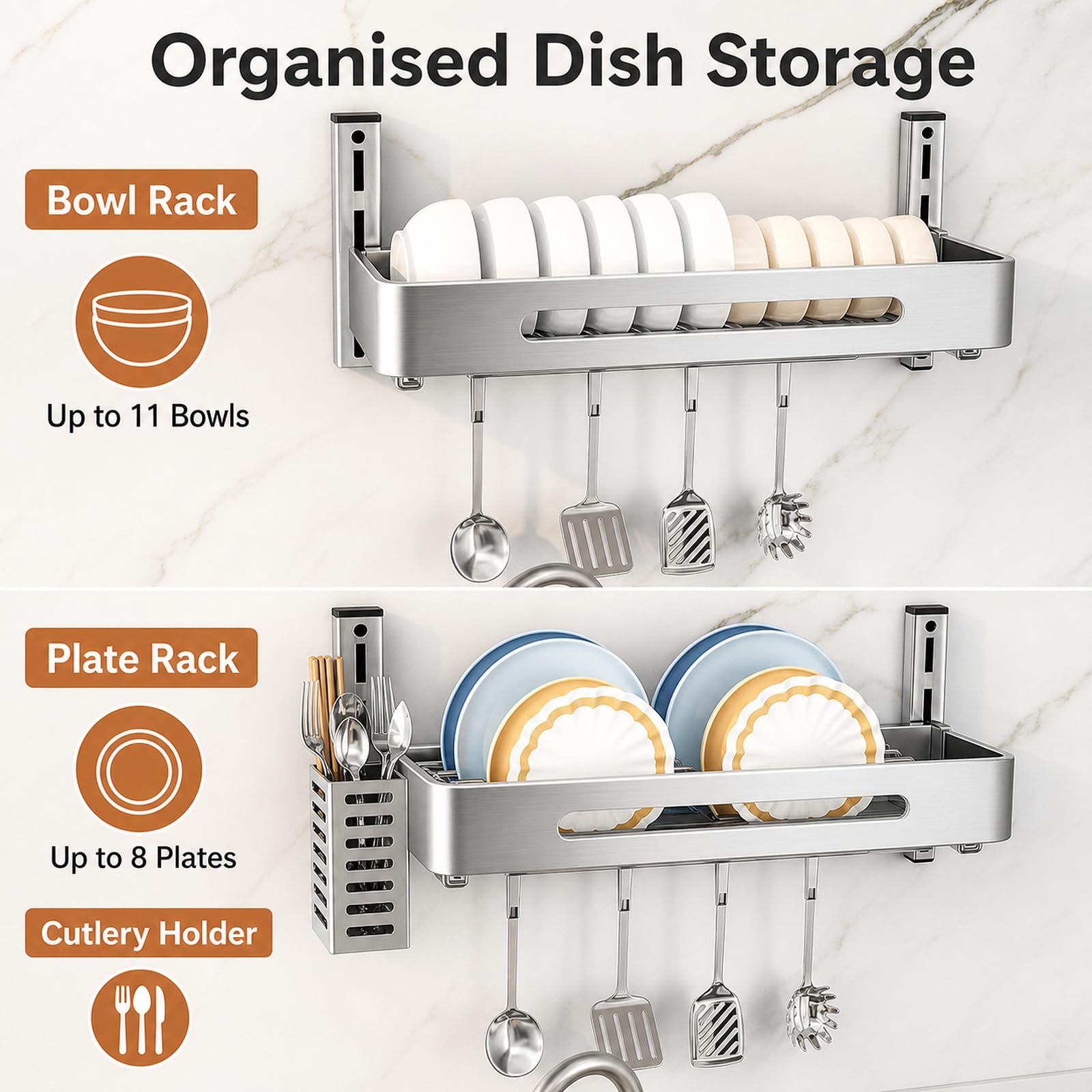 Escurridor de Platos de Pared,Escurridor de Pared,Escurreplatos De Pared De Acero Inoxidable,Escurreplatos sobre Fregadero,Ahorra Espacio,para Platos,Cuencos y Tablas de Cortar