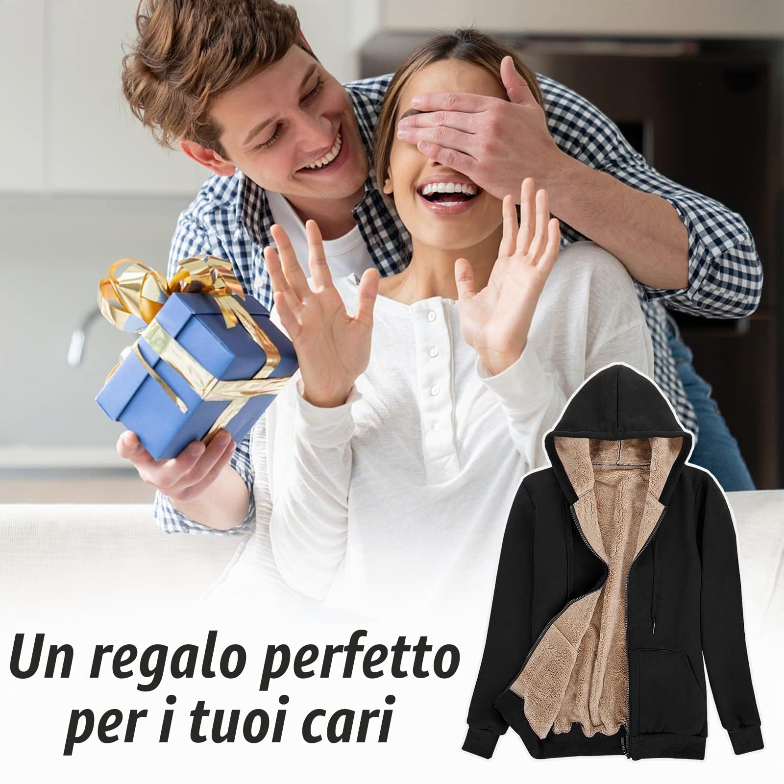 Voqeen Felpe Donna con Cappuccio Caldo Felpa in Peluche Cerniera Coulisse con Tasca Cappuccio Cordoncino Manica Lunga Sweatshirt Hoodies Cappotto Giacca Autunno Inverno