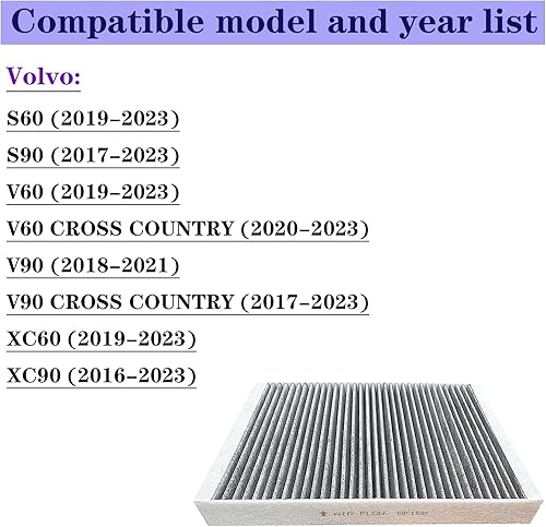 Miniatura 2 de Filtro de aire de cabina GF155 para S60 (2019-2023), V60 (2019-2023), S90 (2017-2023), V90 (2018-2021), XC60 (2019-2023), XC90 (2018-2021) 38-202