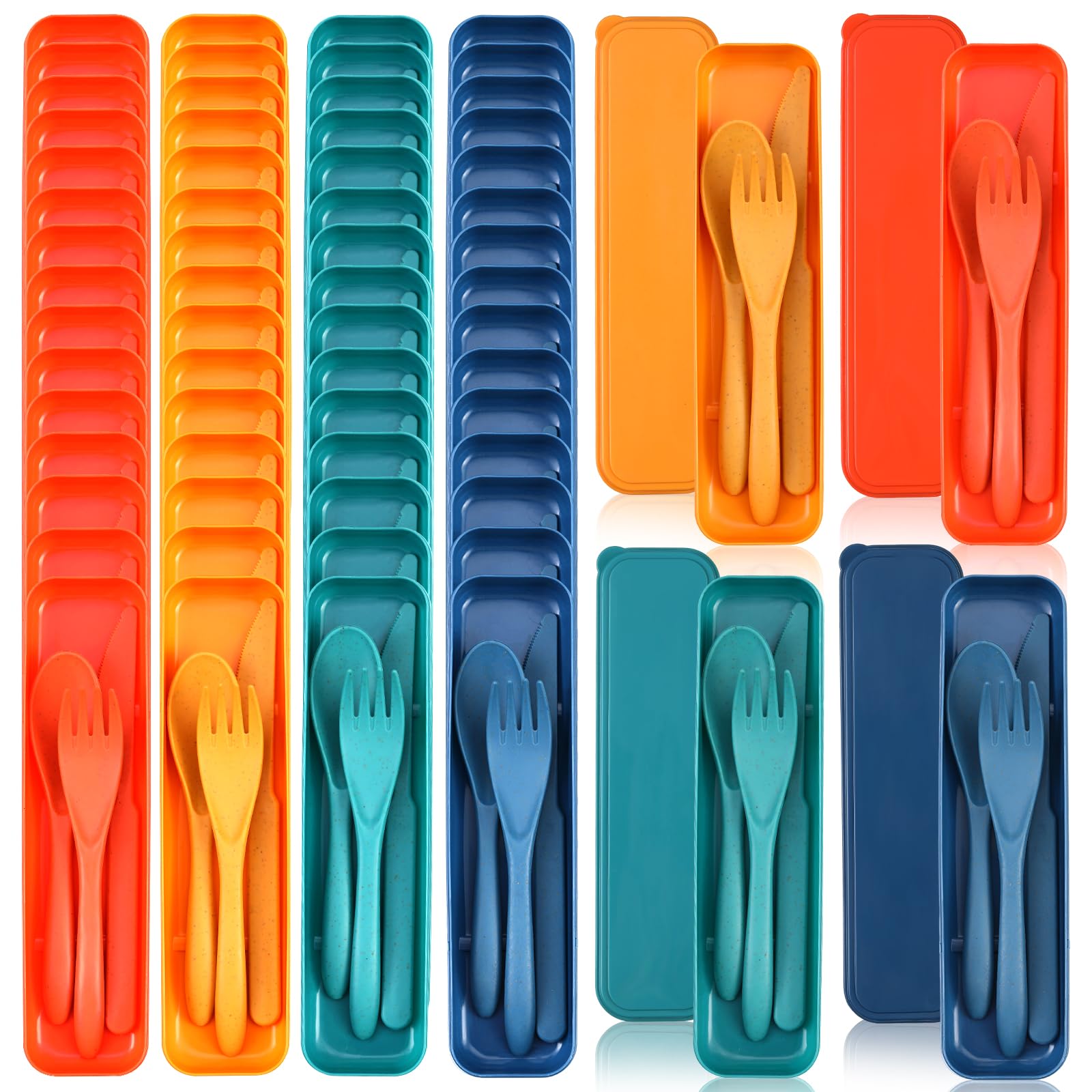 Jinei Reusable Travel Utensils Set Wheat Straw with Case,Macaron Color — Amazon image 8