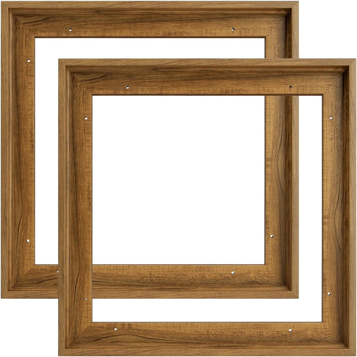 10x10 Art Frame for Canvas Painting 0.6-0.8" Deep,2 Pack,Dark Brown