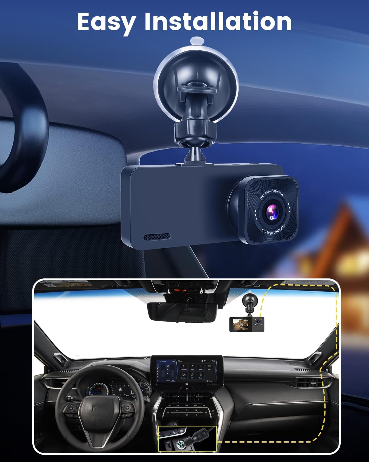 Dash cam kijelző és vezérlés