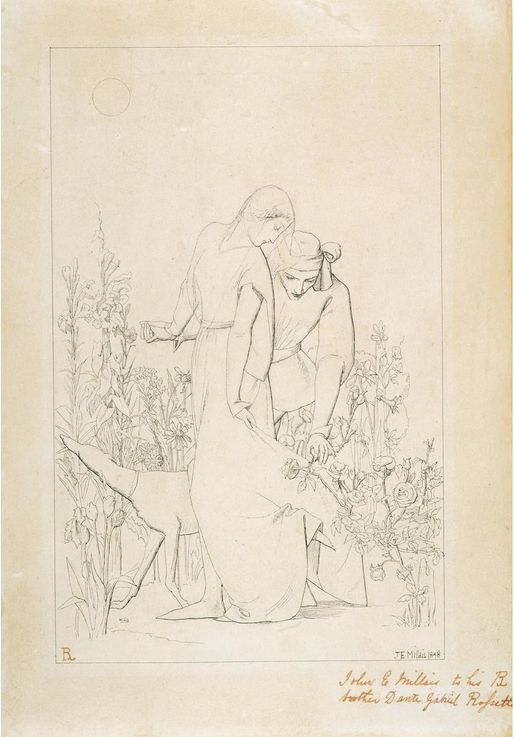 ArtDirect Lovers by a Rosebush (1848) Unframed Art Print Giclee Poster by Sir John Everett Millais - Ready for Framing with Customization Sizes 7x10, 10x14, 14x20, 24x35, 33x48 and 42x60 inches